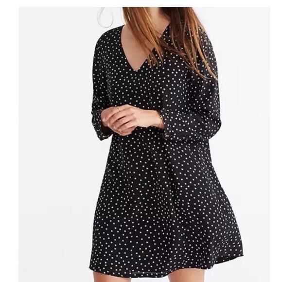 Madewell Star Print Silk Dress XXS Black Short - Picture 1 of 11